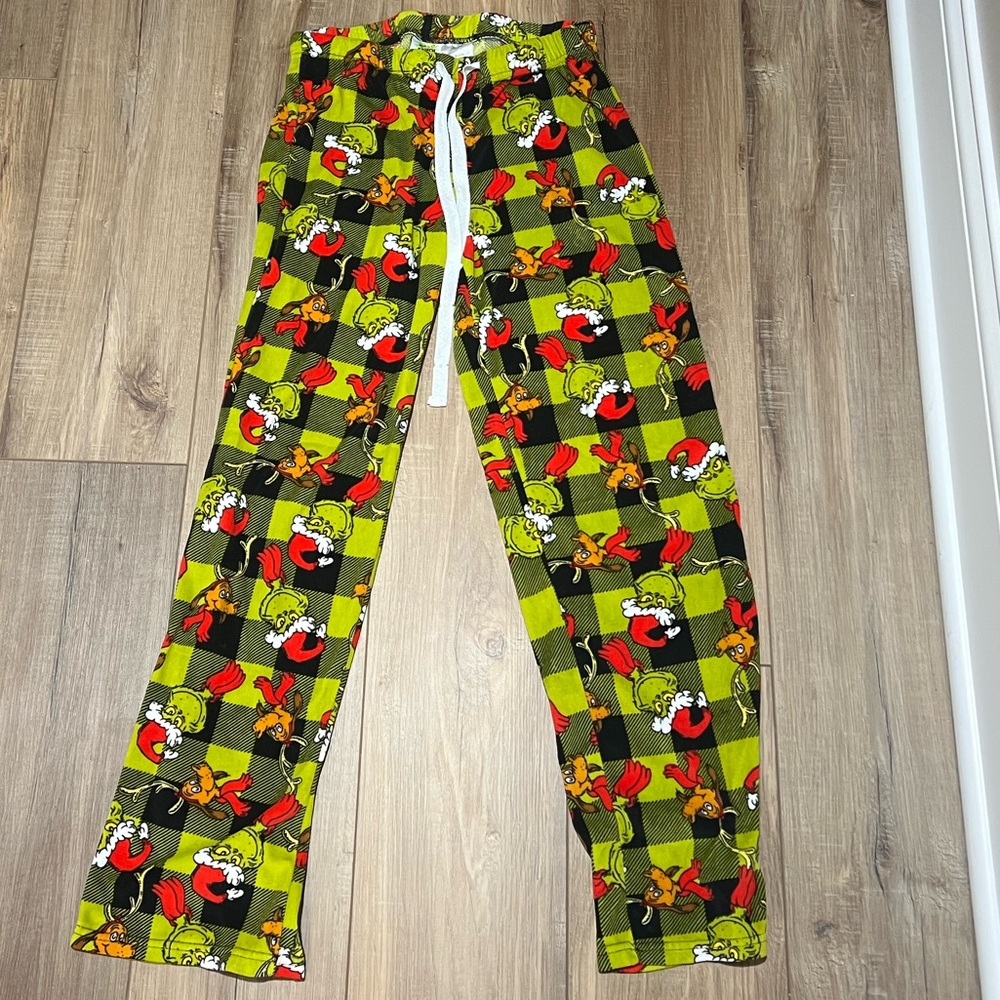 Kids Cartoon Print Checkered Pants